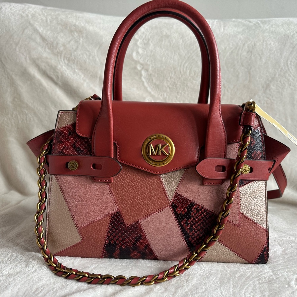 Michael Kors Red and Pink Patchwork Satchel